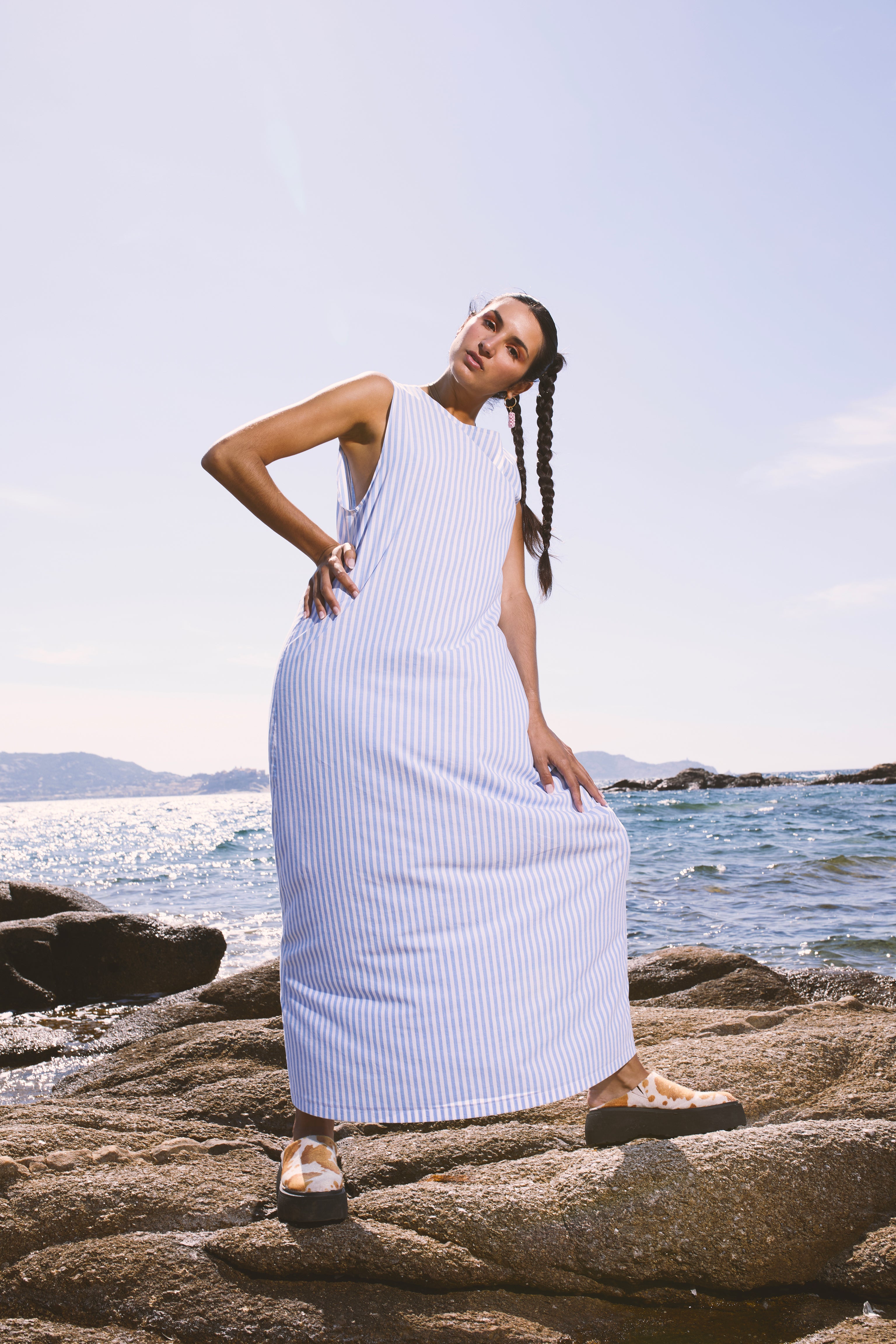 Robe longue sans manches en coton