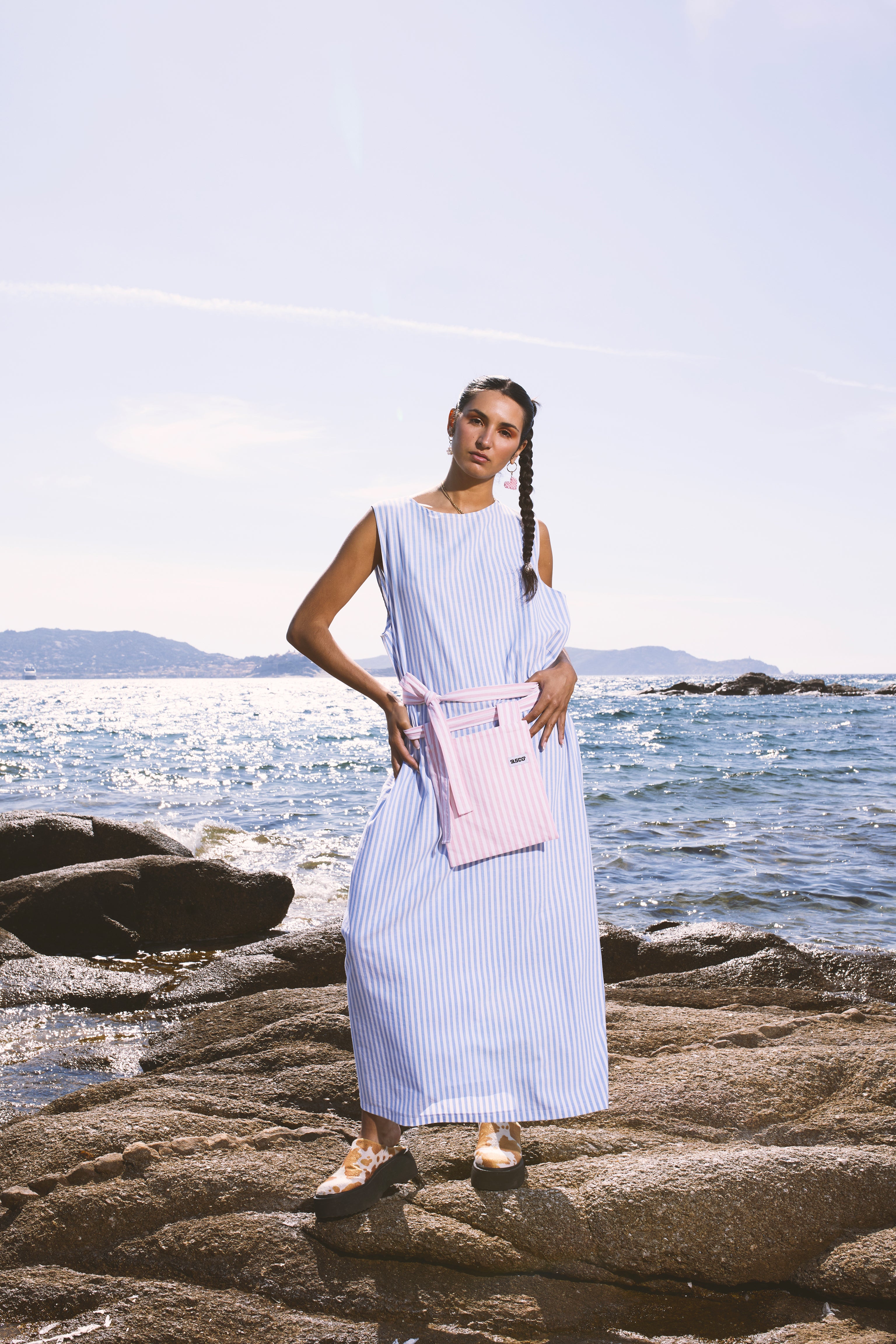 Robe longue sans manches en coton