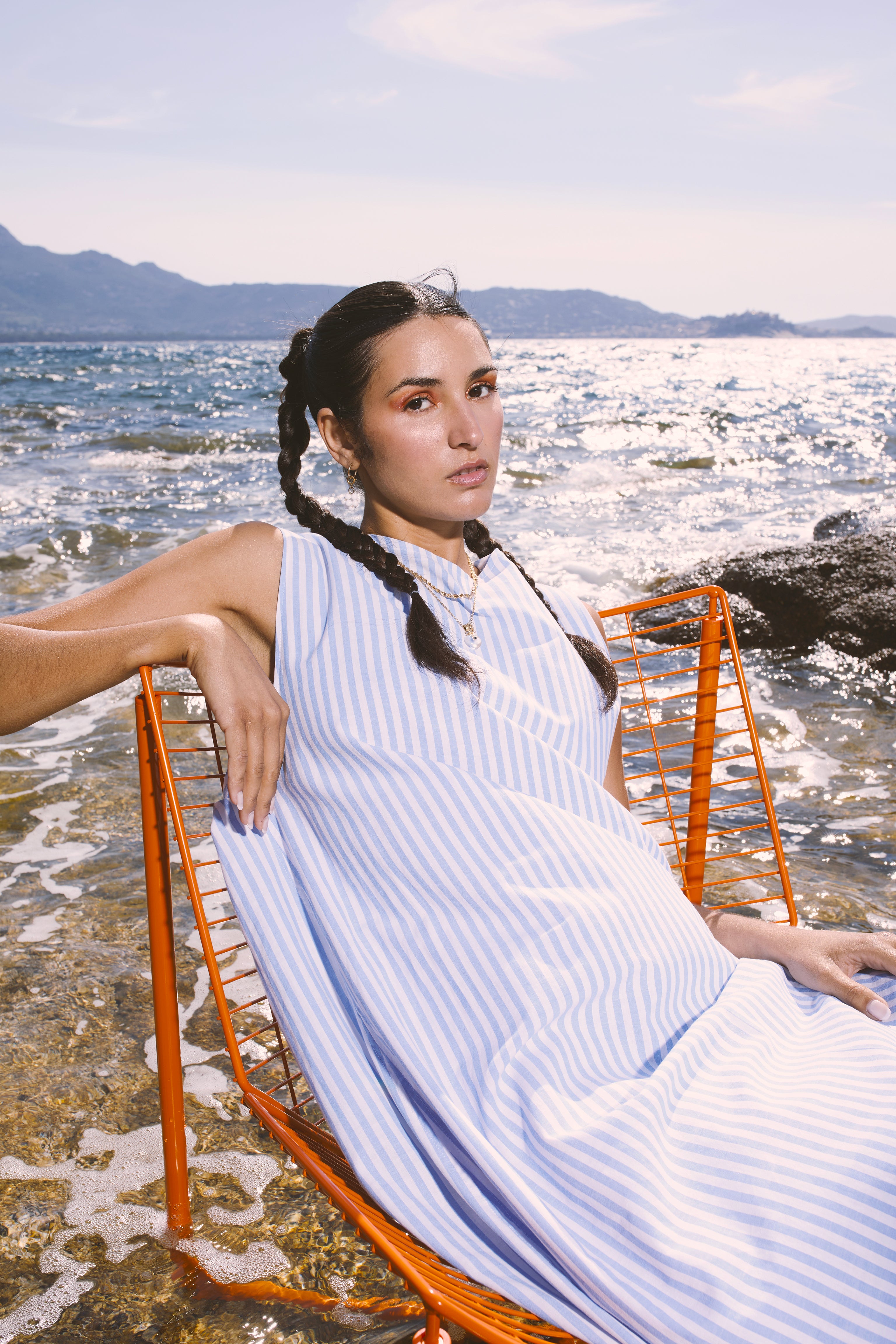 Robe longue sans manches en coton