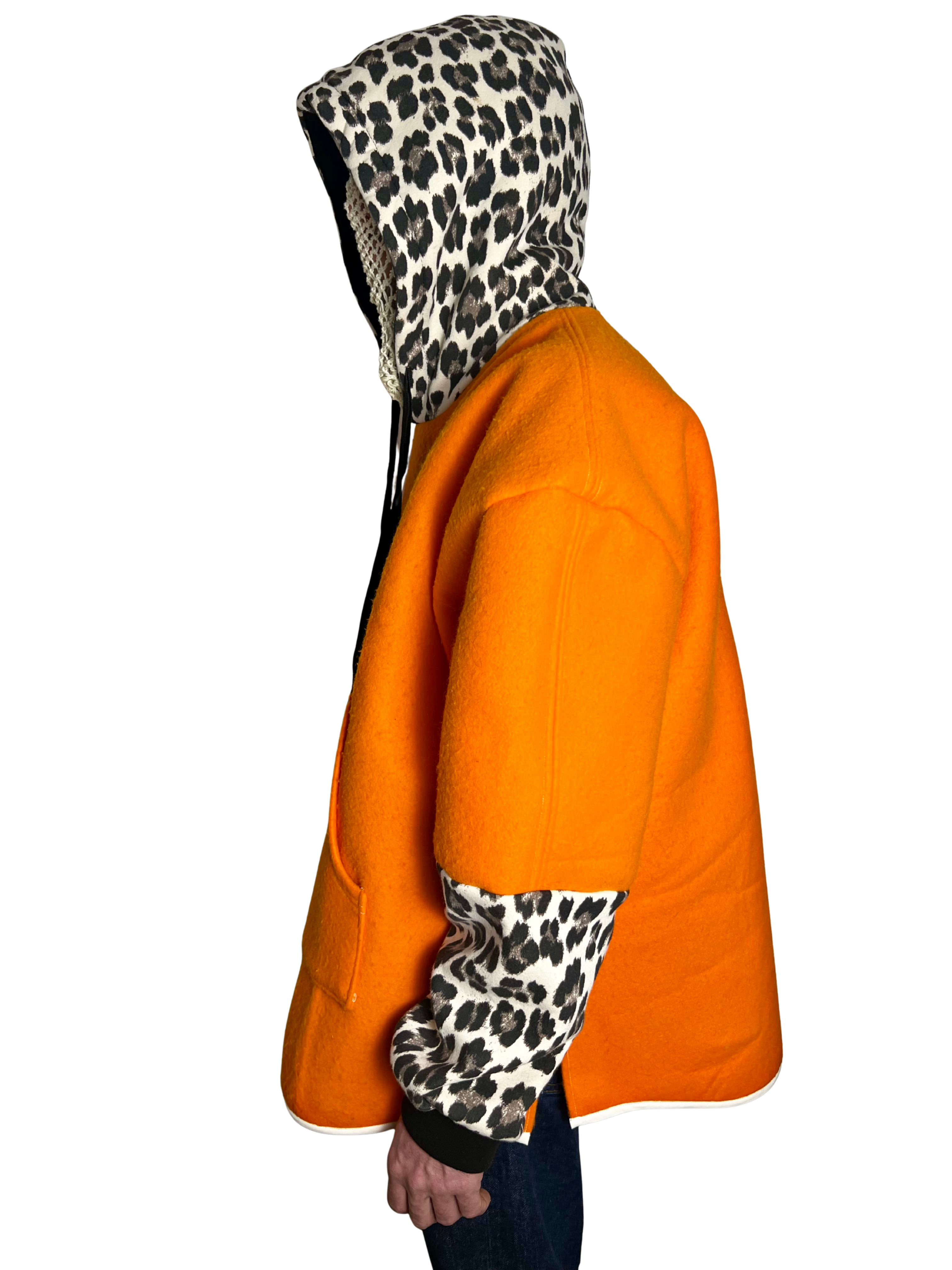 Sweat oversize orange/léopard l/xl