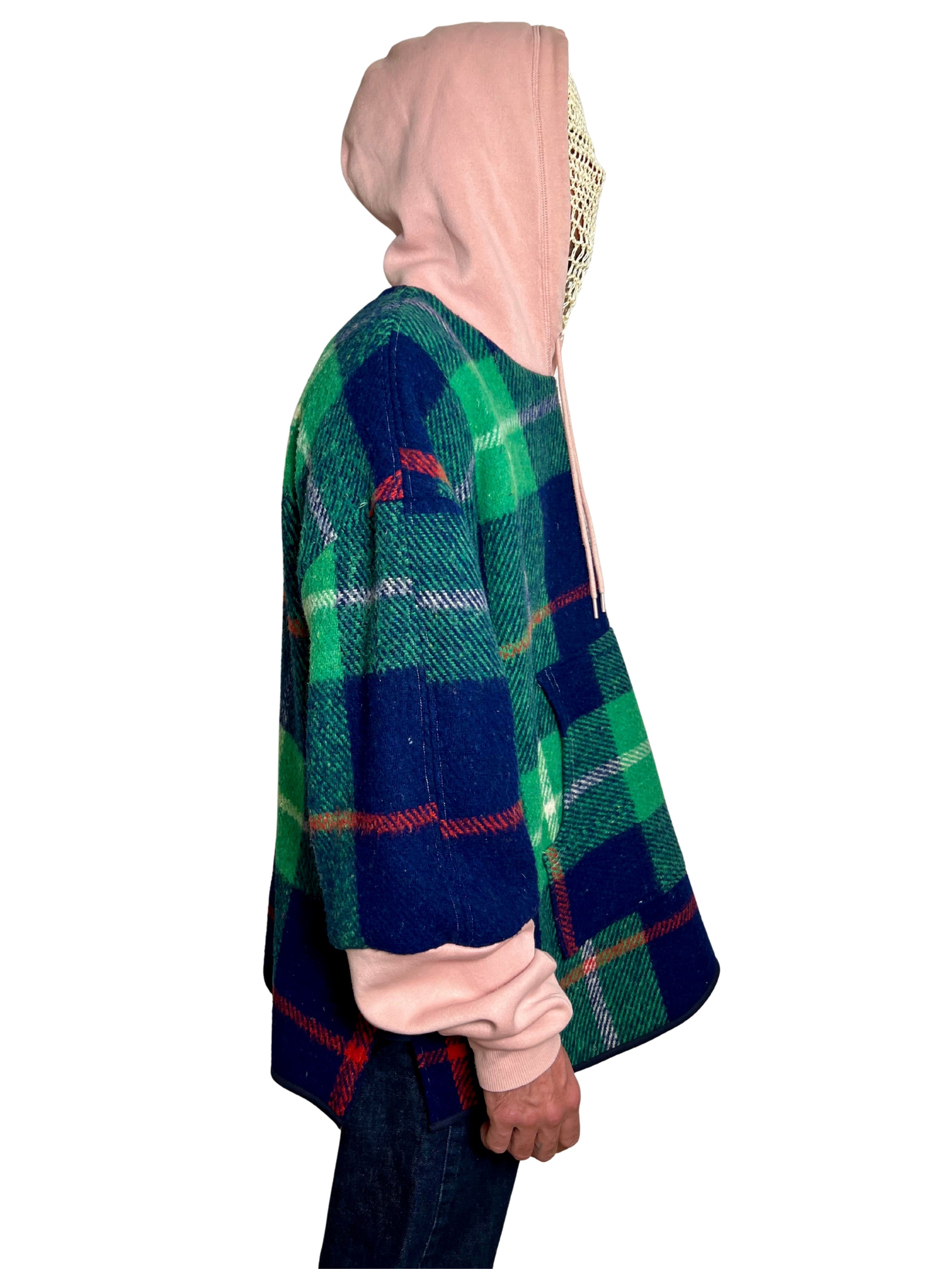 Sweat oversize tartan bleu/rose l/xl