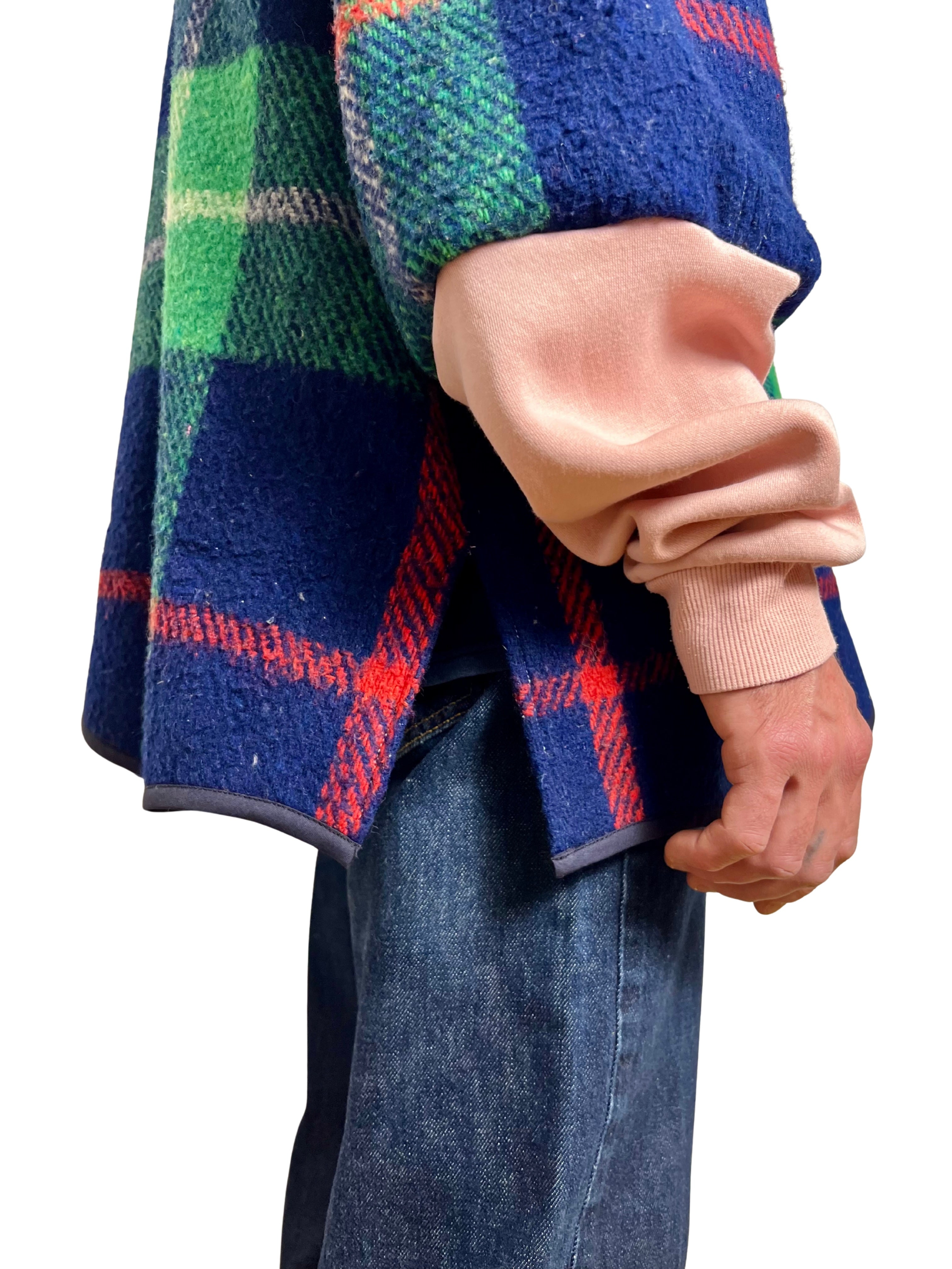 Sweat oversize tartan bleu/rose l/xl