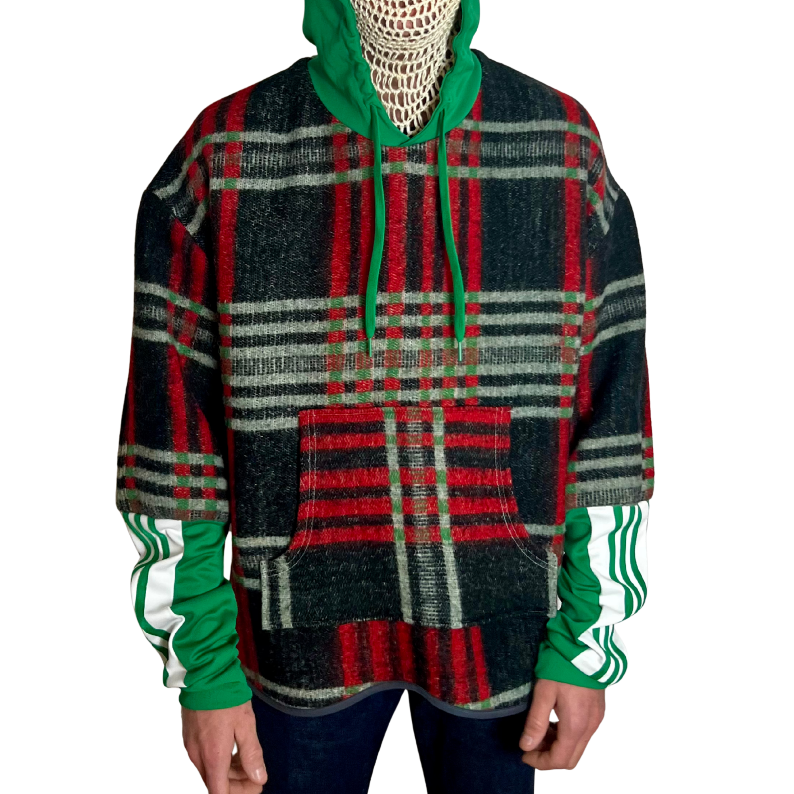 Sweat oversize tartan gris/vert s/m