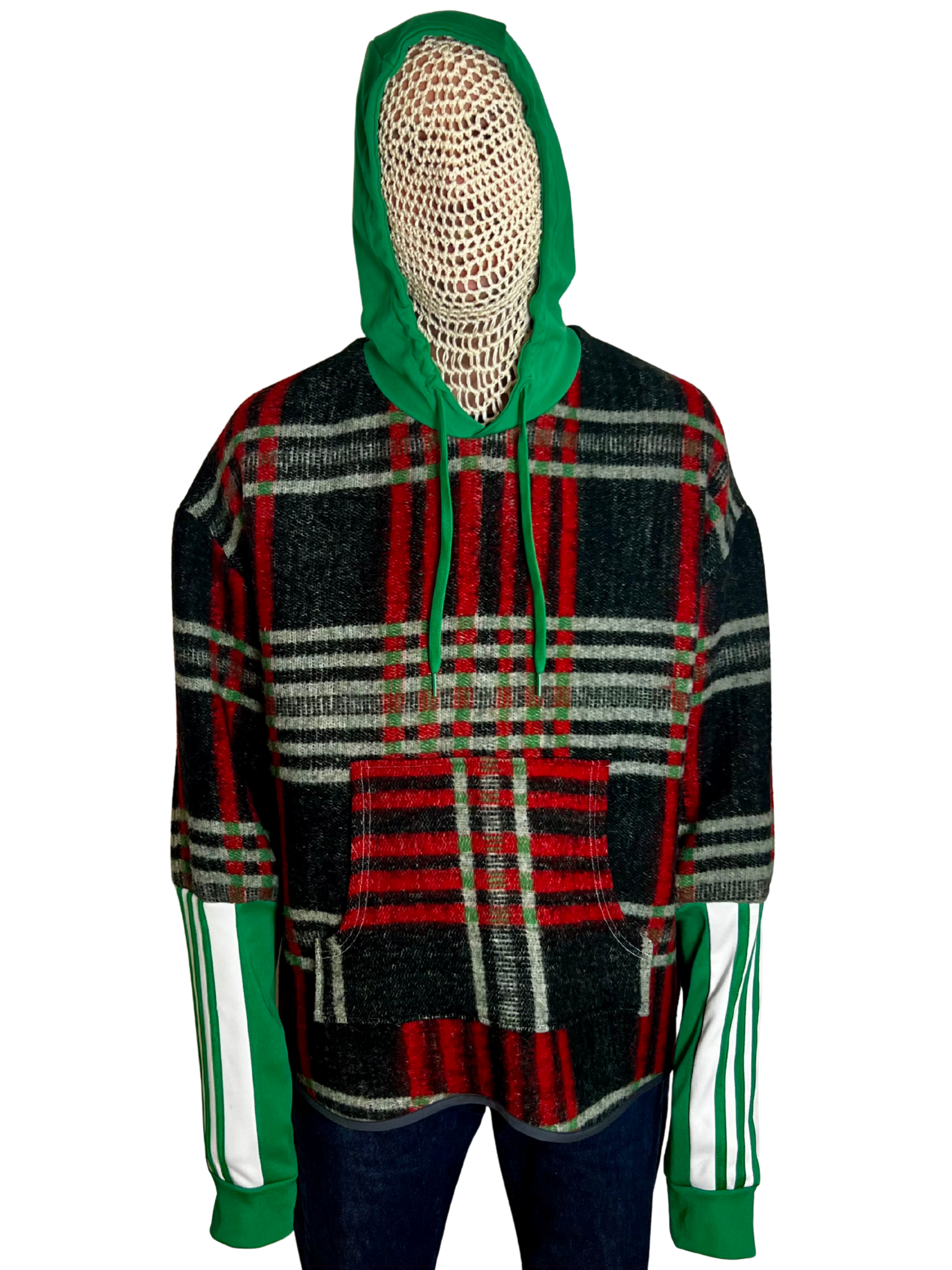 Sweat oversize tartan gris/vert s/m
