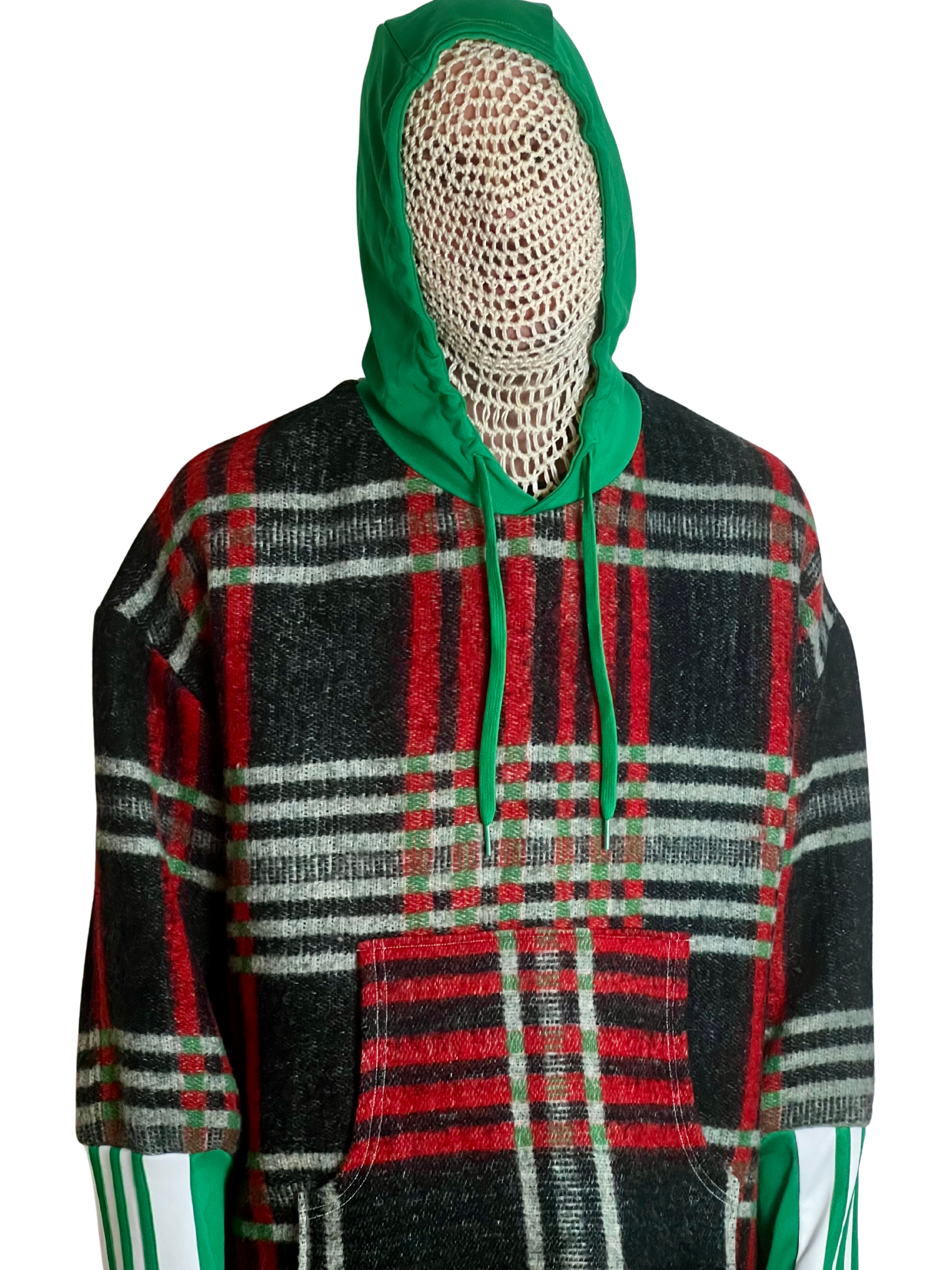 Sweat oversize tartan gris/vert s/m