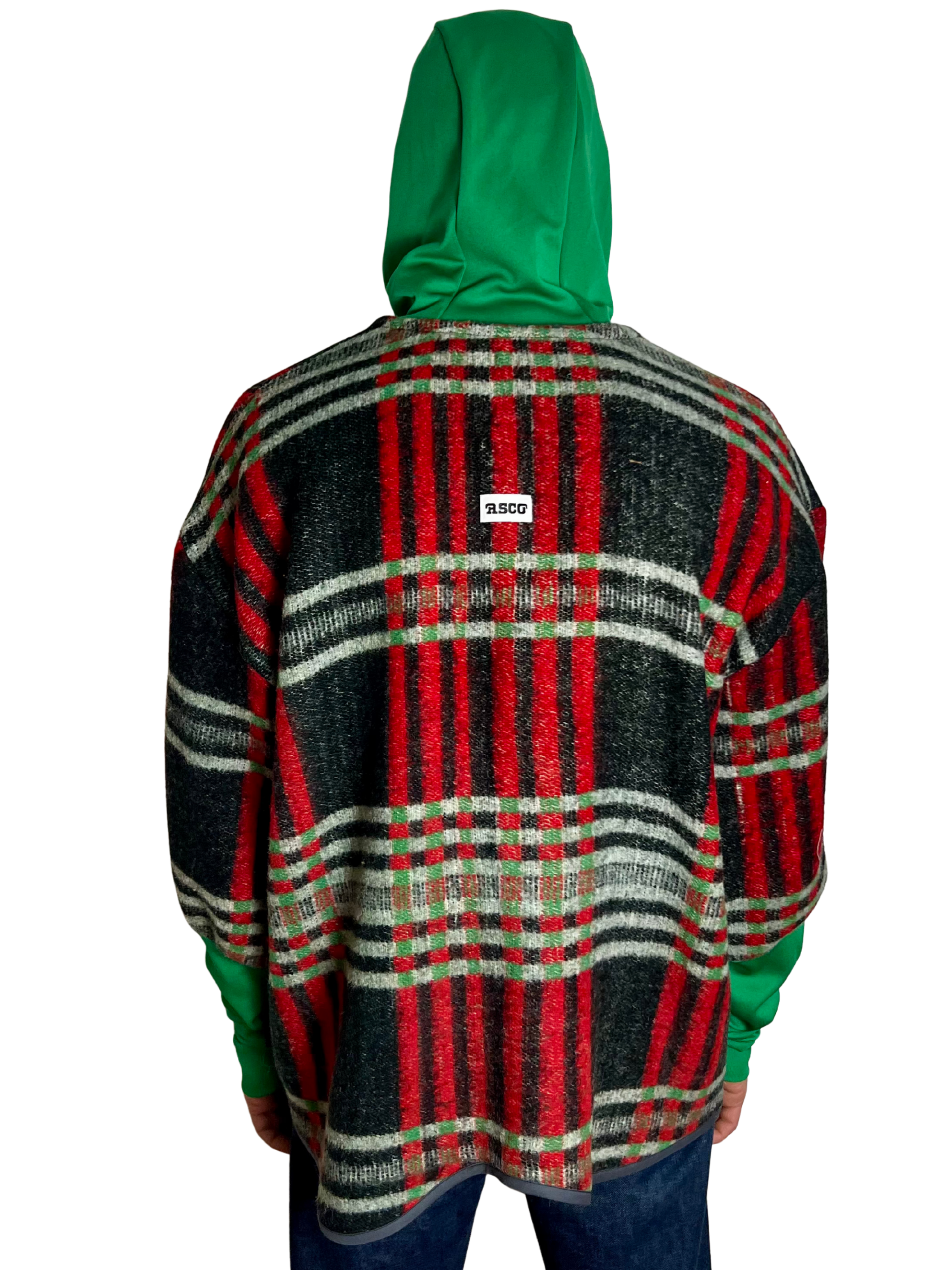 Sweat oversize tartan gris/vert s/m