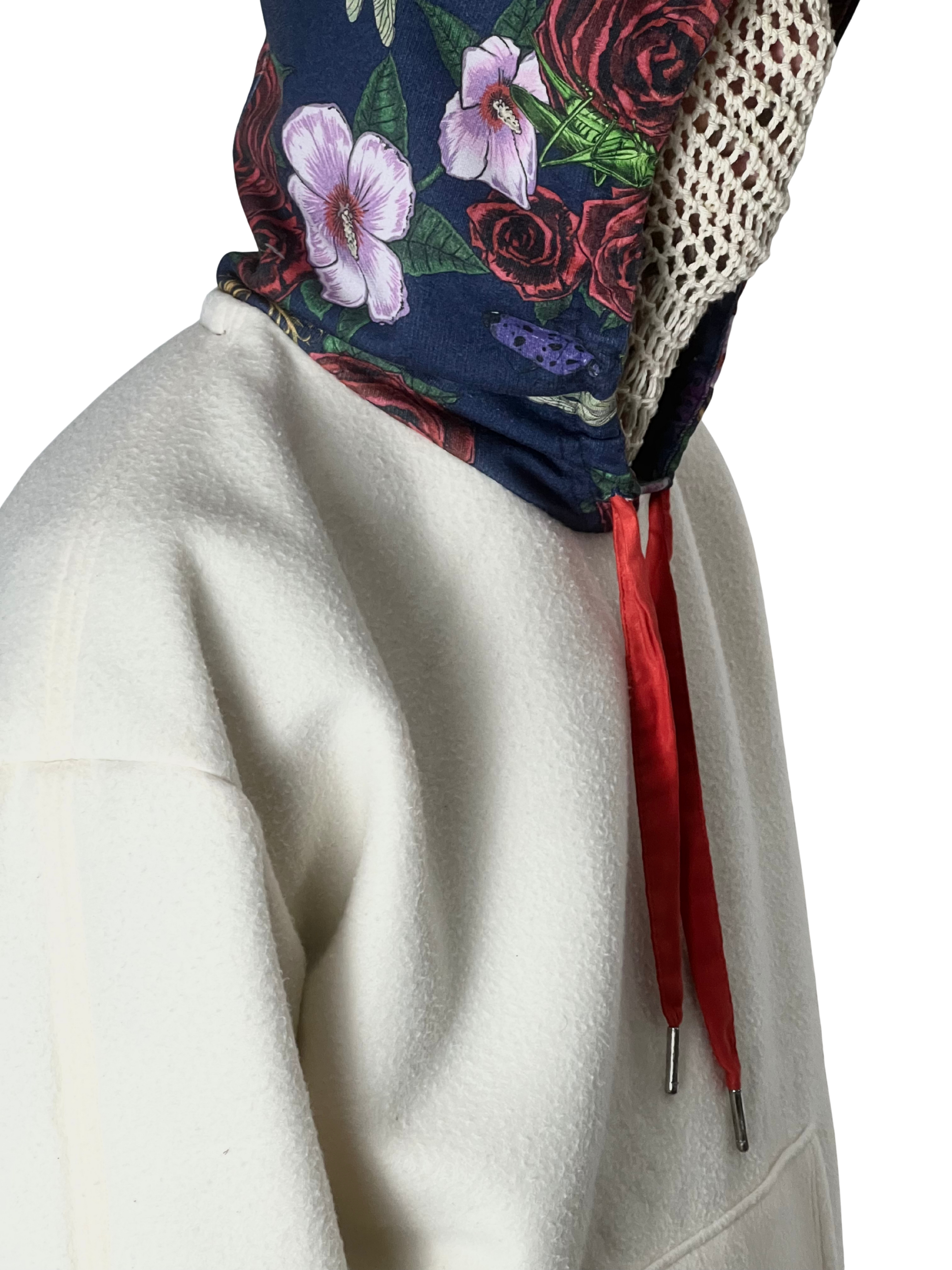 Sweat oversize blanc cassé/fleurs s/m