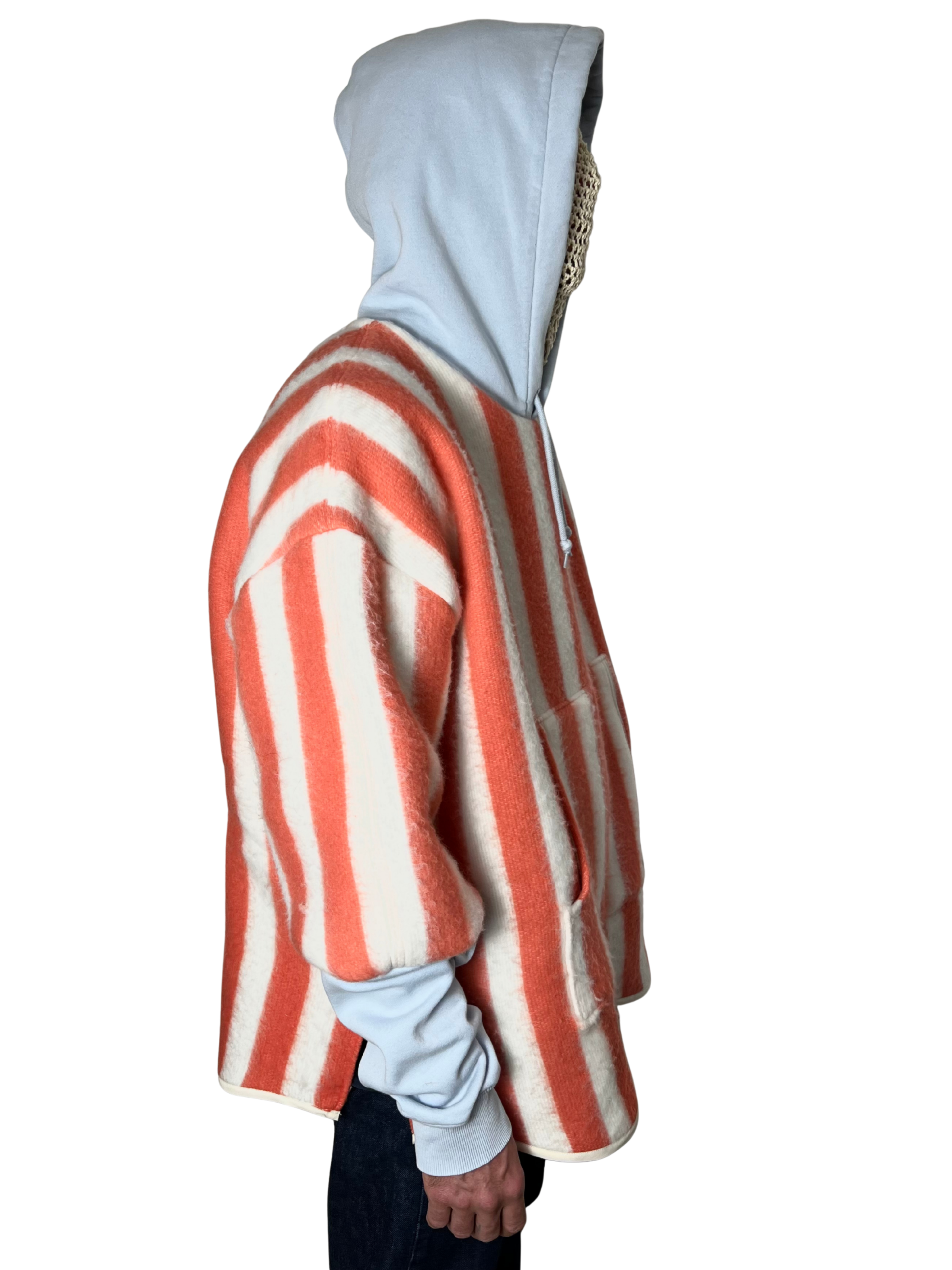 Sweat oversize rayé blanc/rose et bleu l/xl