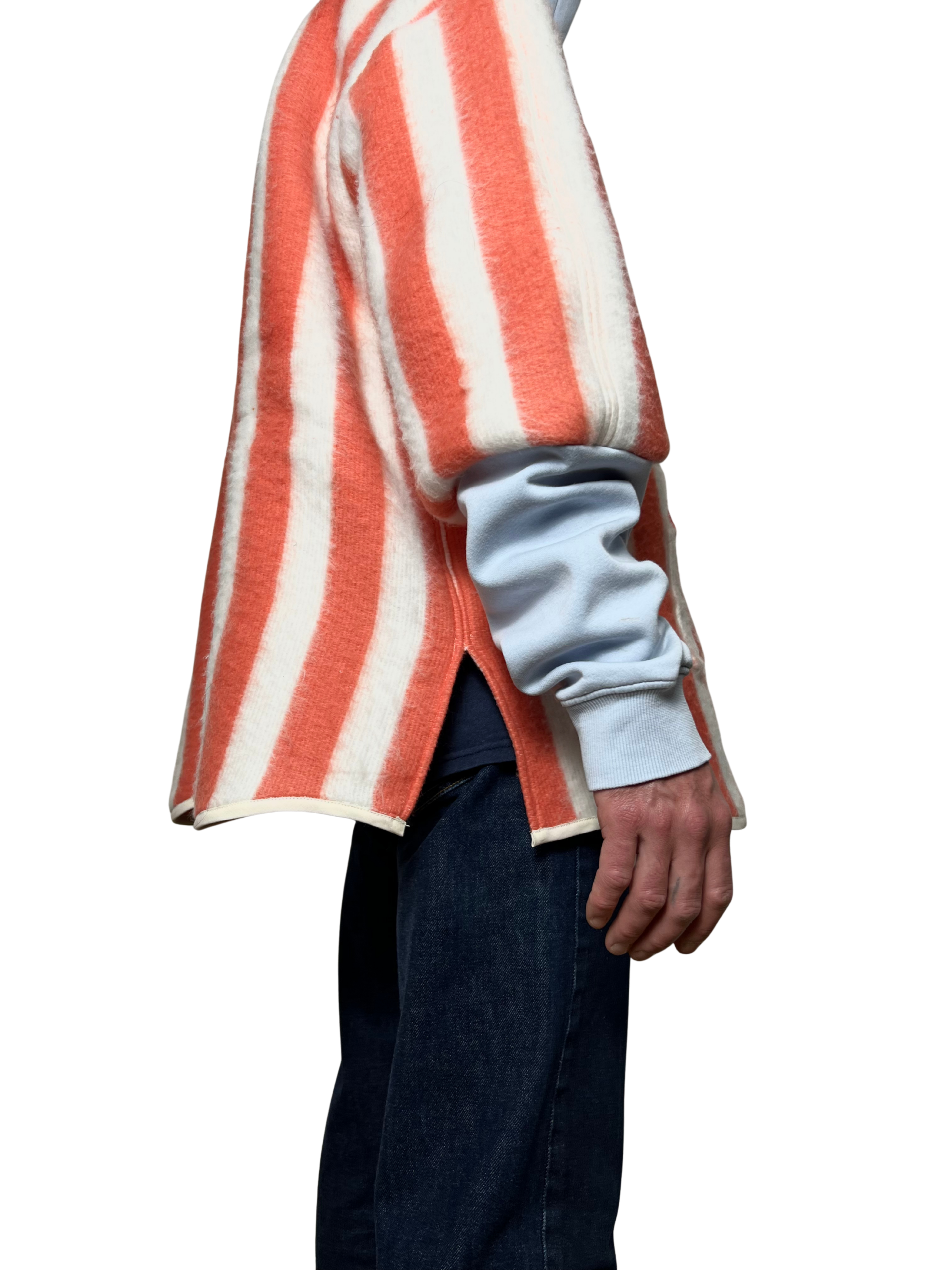 Sweat oversize rayé blanc/rose et bleu l/xl