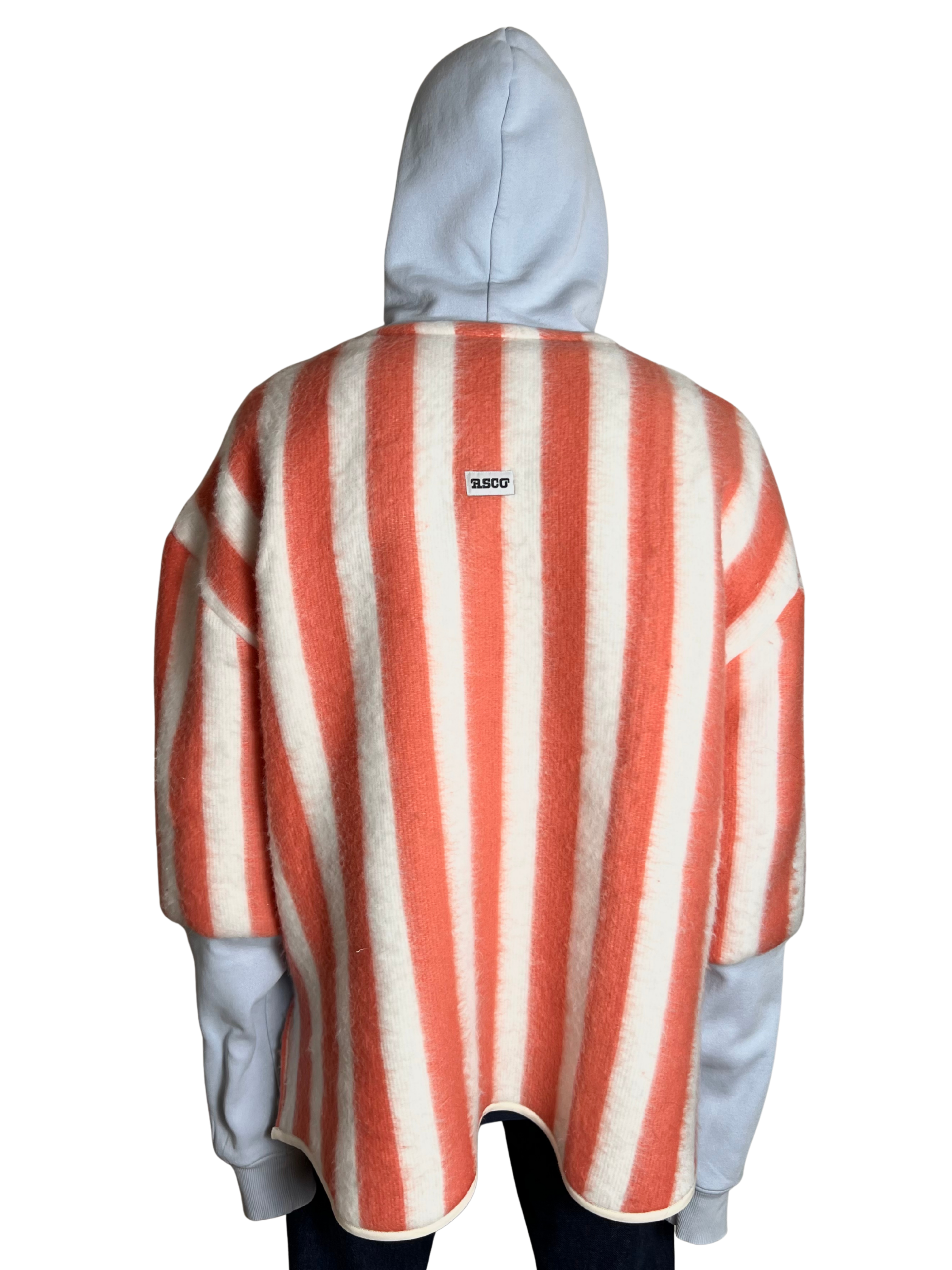 Sweat oversize rayé blanc/rose et bleu l/xl