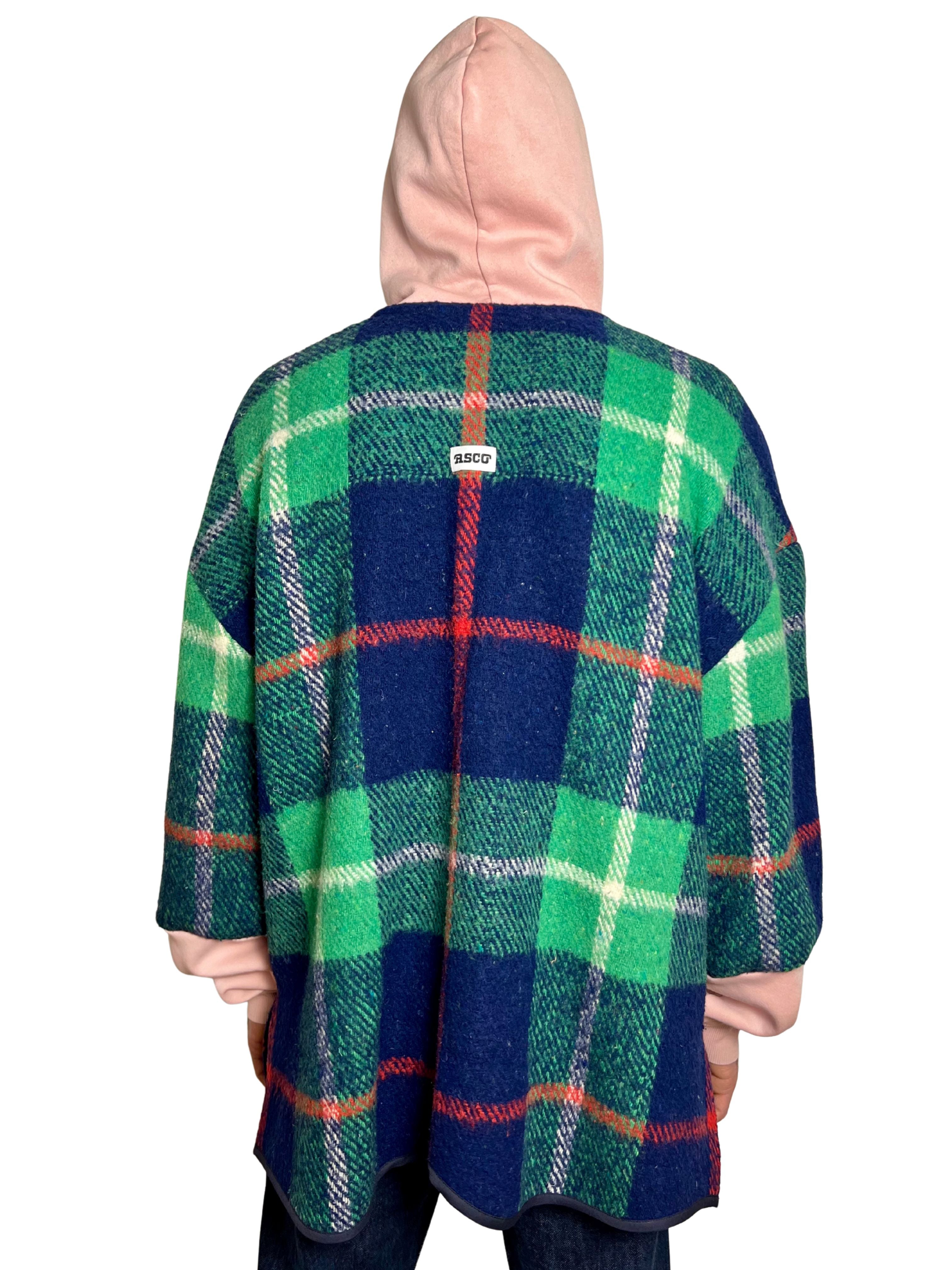 Sweat oversize tartan bleu/rose l/xl