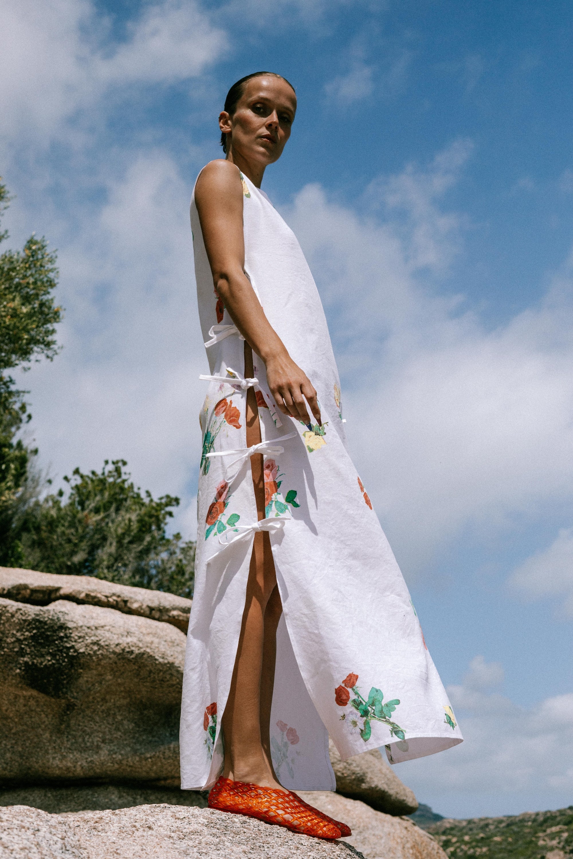 Robe longue roses botaniques FIORA