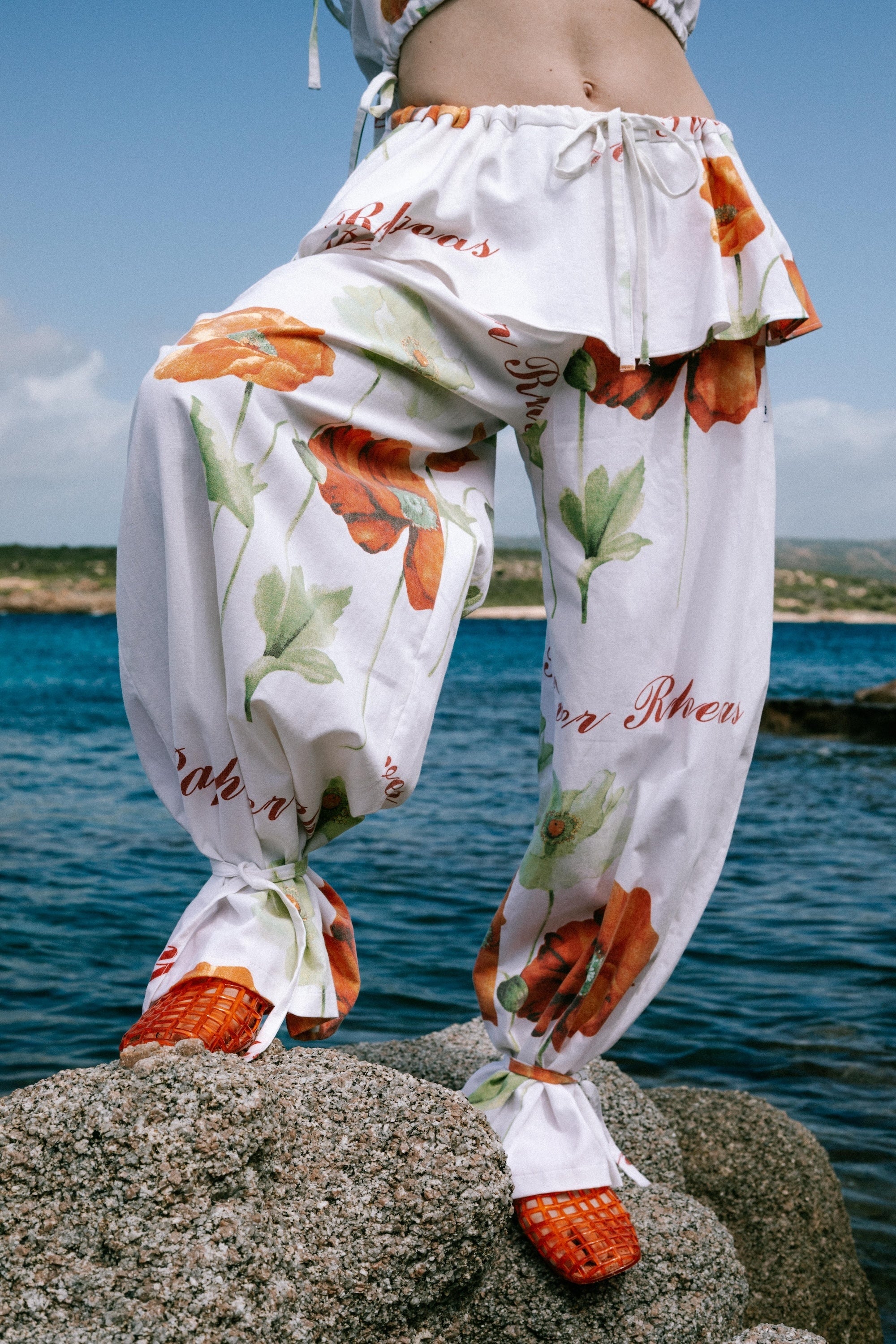 Pantalon à basques CHIARA coquelicots