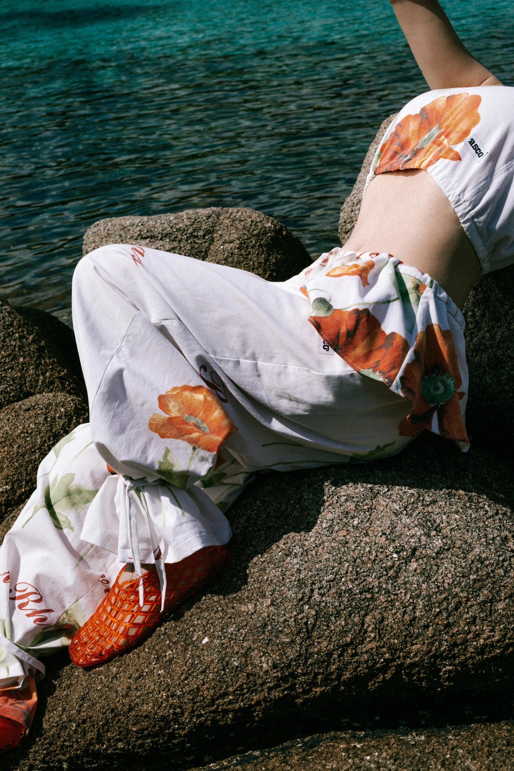 Pantalon à basques CHIARA coquelicots