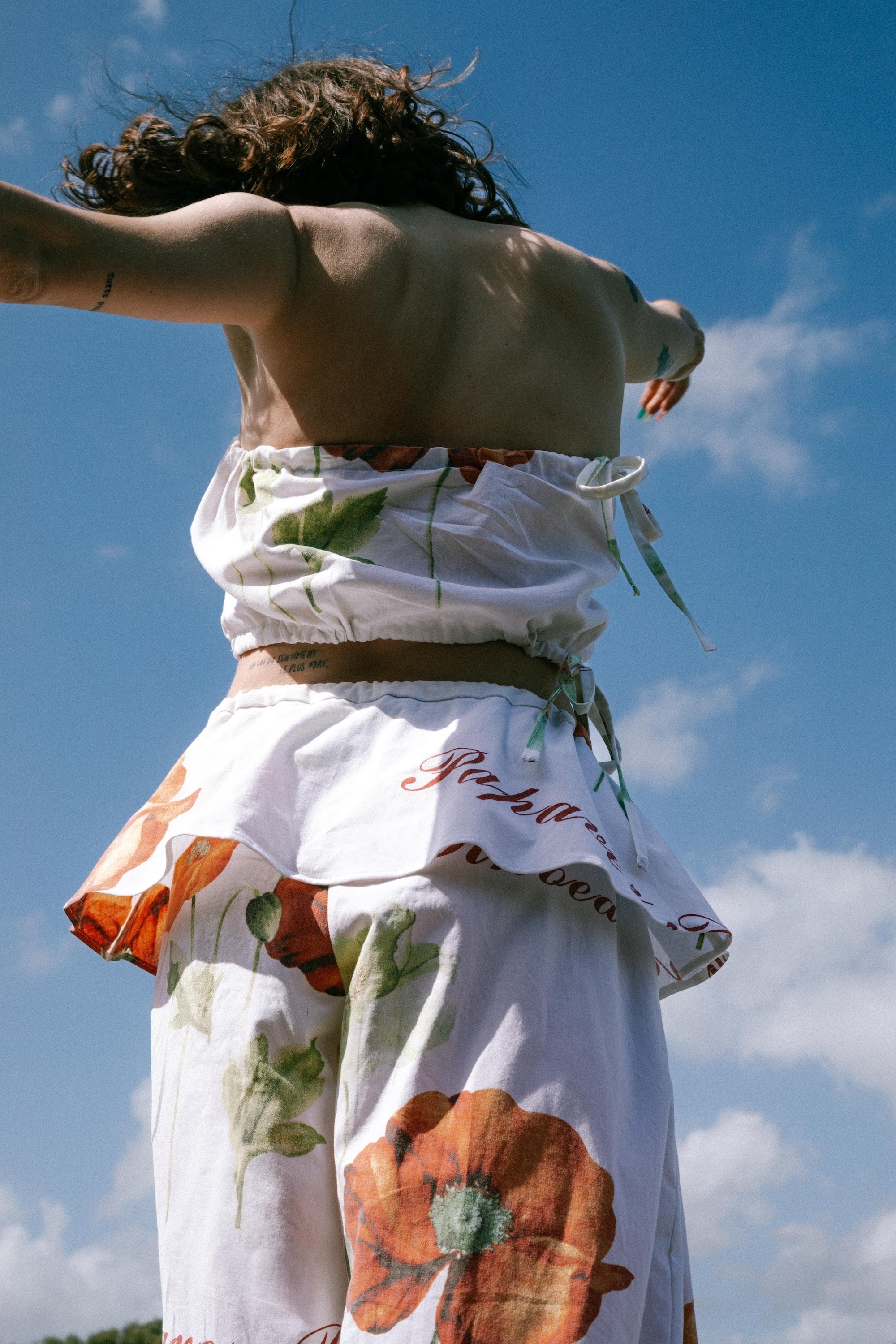 Pantalon à basques CHIARA coquelicots