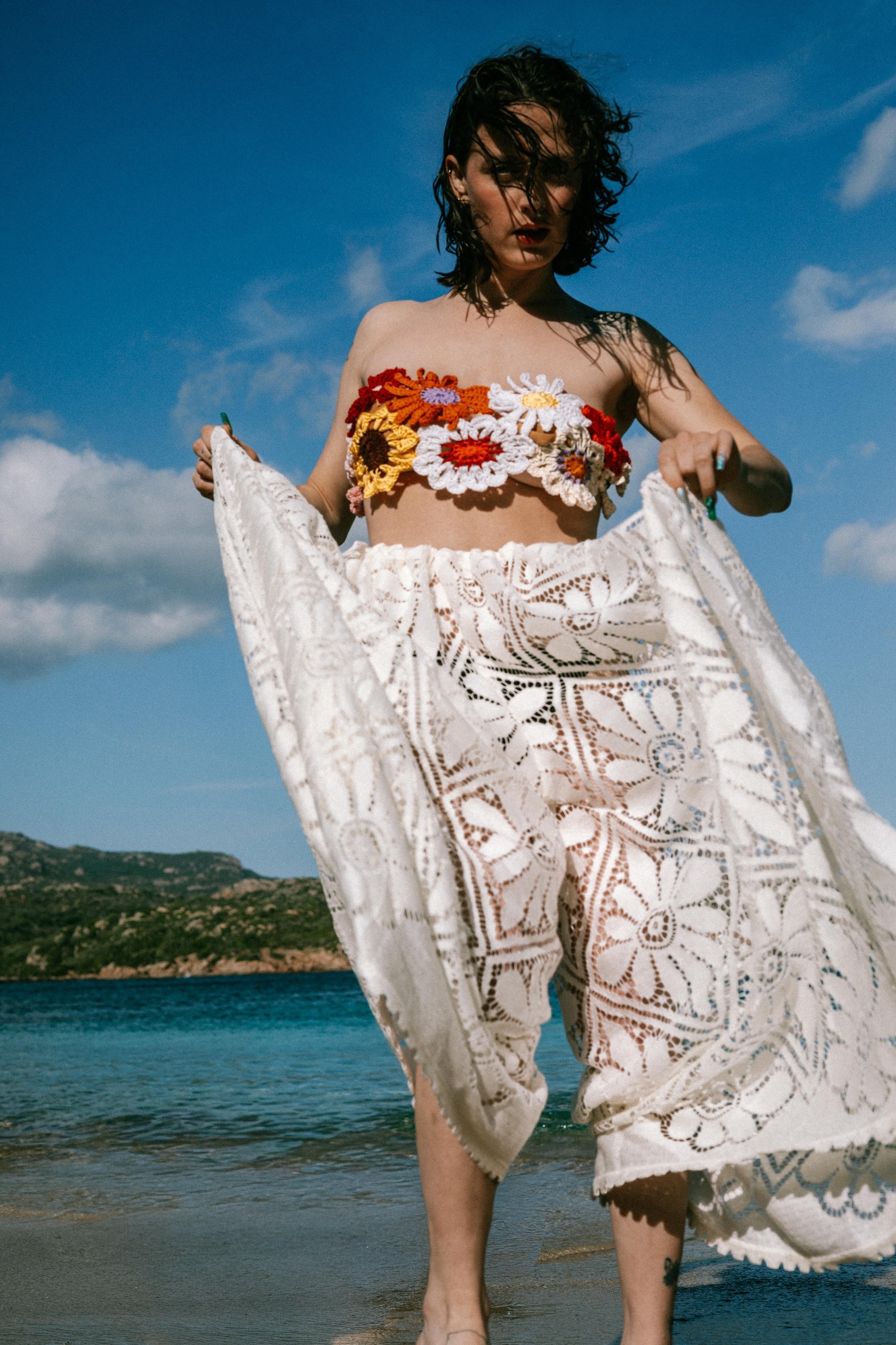 Pantalon palazzo dentelle ORNELLA